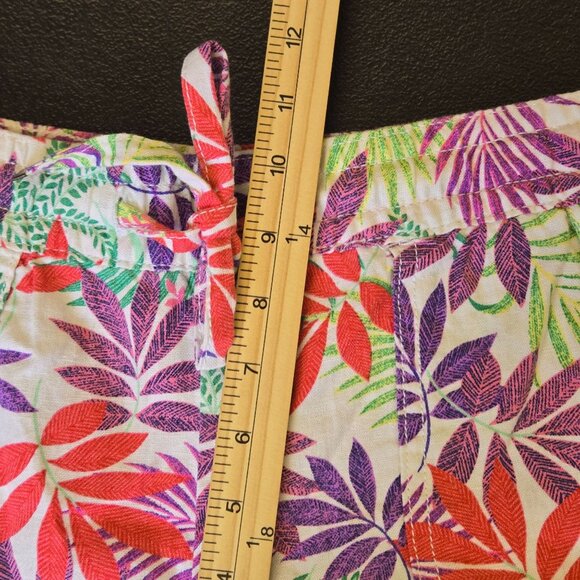 Tropical Print Womens Linen Blend Shorts M Beachy Vacation Resort Summer St Joh - Picture 6 of 7